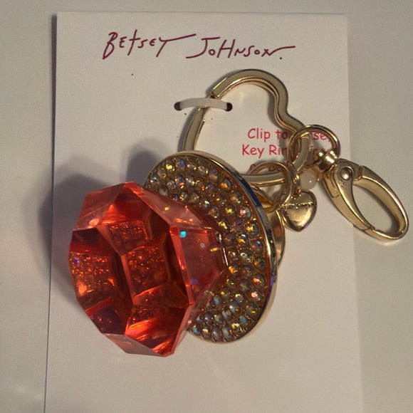 Betsey Johnson Viral Ring Pop Handbag Charm Rhinestone Candy Bling Keychain~NWT
